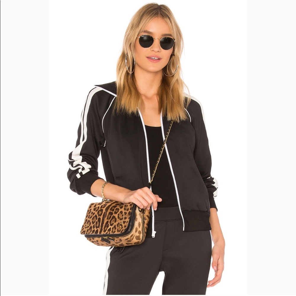 NWT Pam & Gela Stand Collar Track Jacket Black